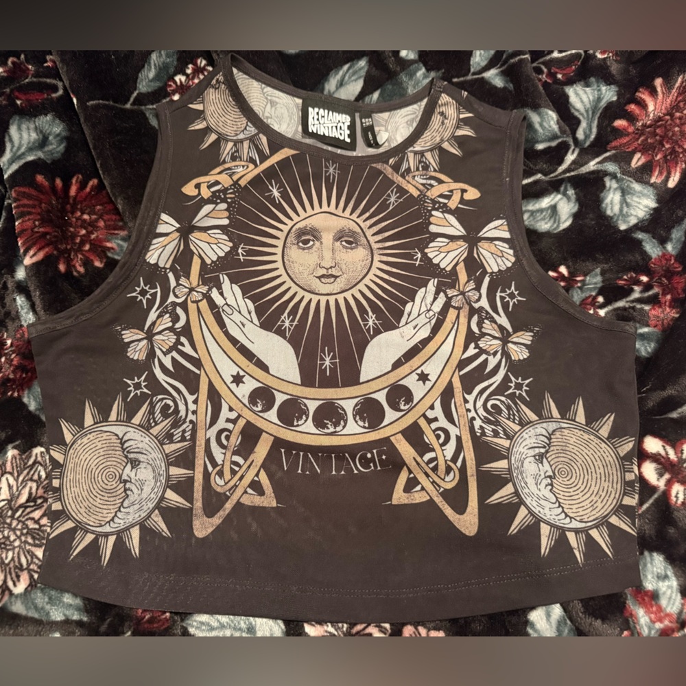 Black Sun and Moon mesh top